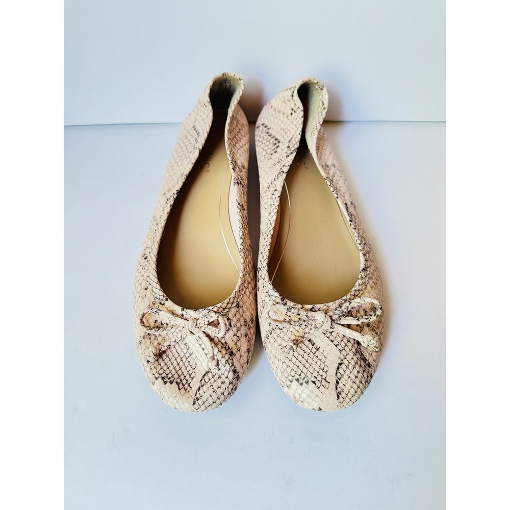 Vionic Callisto Pink Snakeskin Embossed Leather Ballet Flats Womens 8.5 M Bow